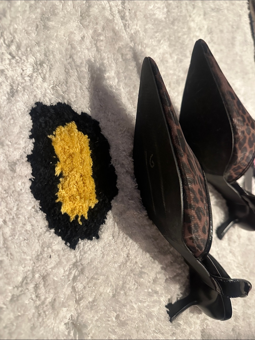 American Exchange Leopard Print Pointed Toe Slingback Kitten Heel - Brown/Black - Picture 3 of 3